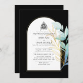 ギルディドニカ結婚式招待状シックイスラム金ゴールド 招待状 (正面/裏面)