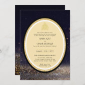 ギルディドニカ結婚式招待状シックイスラム金ゴールド 招待状 (正面/裏面)