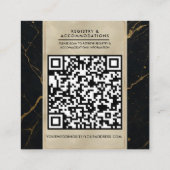 ギルデッドミッドナイトマーブルブラック&金ゴールド結婚ズ スクエア名刺 (裏面)