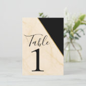 ギルデッド図形ルクセアイボリー金ゴールド大理石テーブル 招待状 (スタンド正面)