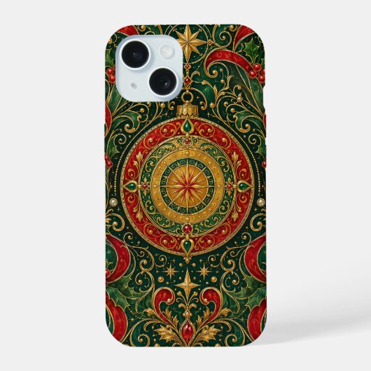 ギルデッド・ユールタイド・コンパス iPhone 15ケース (裏面)