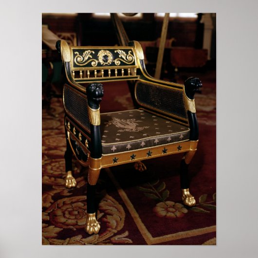 ギルトの詳細付き彫刻肘掛け椅子 ポスター (正面)