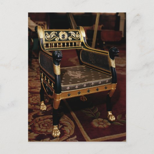 ギルトの詳細付き彫刻肘掛け椅子 ポストカード (正面)