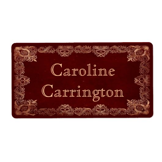 ギルトレザーパーソナル蔵書票シール ラベル (正面)