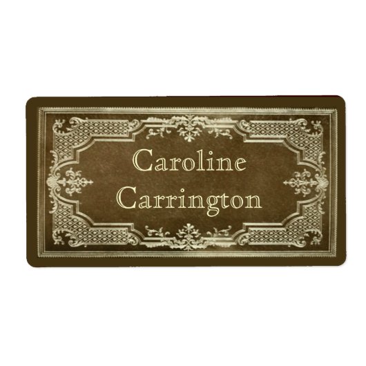 ギルトレザーパーソナル蔵書票シール ラベル (正面)