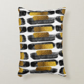 ギルドな芸術性：ブラック&金ゴールド抽象芸術 アクセントクッション (正面(垂直))