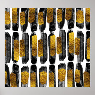 ギルドな芸術性：ブラック&金ゴールド抽象芸術 ポスター