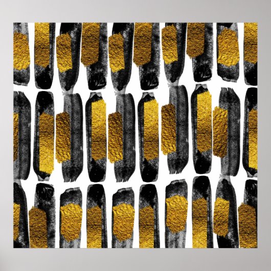 ギルドな芸術性：ブラック&金ゴールド抽象芸術 ポスター (正面)