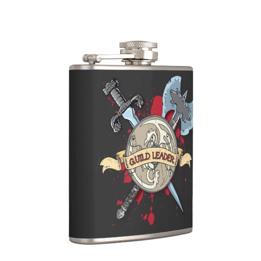 ギルドのリーダーの入れ墨-剣、斧および盾 フラスク (右)