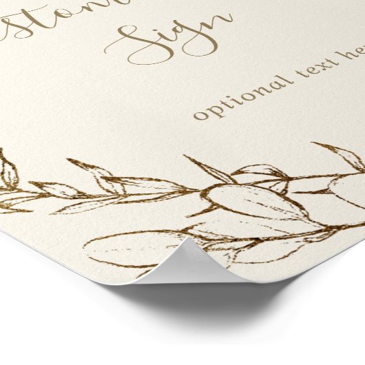 ギルドの花のクリーム＆ゴールドのリースカスタムテキストサイン ポスター (角)