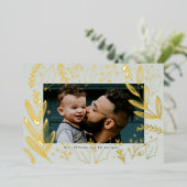 ギルドの葉の写真 ゴールドホイルのホリデーカード 箔シーズンカード (立ち正面)