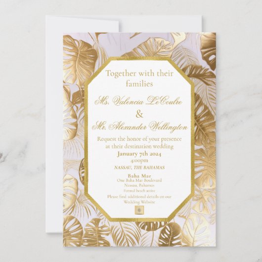 ギルドエレガント金ゴールドモンスターラデスティネーションウェディング 招待状 (正面)