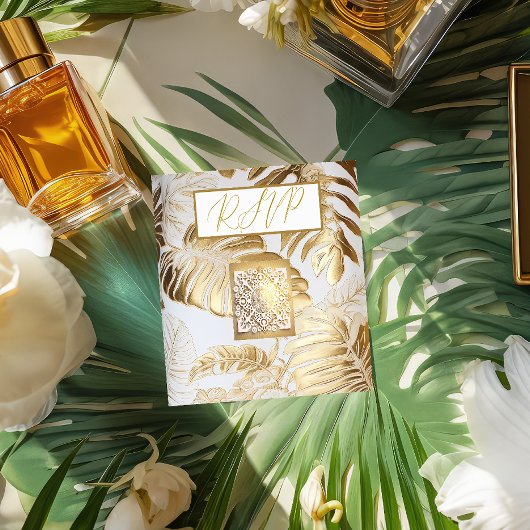 ギルドエレガント金ゴールドモンステ結婚ラのQRコードRSVP エンクロージャーカード