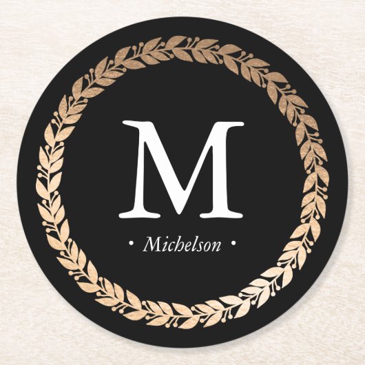 ギルドガーランドモノグラムのカクテル ラウンドペーパーコースター (正面)