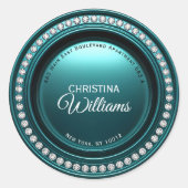 ギルドグラマローダイヤモンドティール(緑がかった色)差出人住所ラベル ラウンドシール (正面)