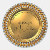 ギルドグラマーダイヤモンド金ゴールド差出人住所ラベル ラウンドシール (正面)