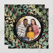 ギルドグリーナリーブラック |リースとフォトクリスマス シーズンカード (正面/裏面)