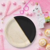 ギルドジオメトリラックスアイボリー&金ゴールドマーブル結婚ズ ペーパープレート (パーティー)