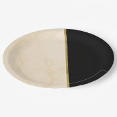 ギルドジオメトリラックスアイボリー&金ゴールドマーブル結婚ズ ペーパープレート (アングル)