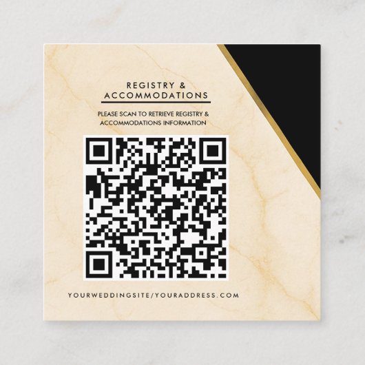 ギルドジオメトリラックスアイボリー&金ゴールド大理石詳細 スクエア名刺 (裏面)