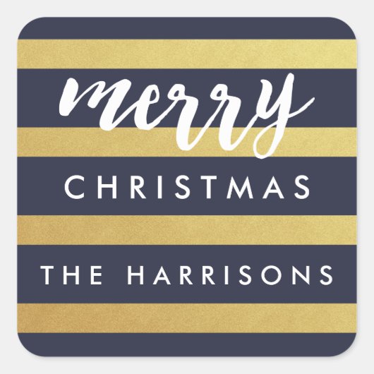 ギルドストライプパーソナライズされたホリデーステッカー スクエアシール (正面)