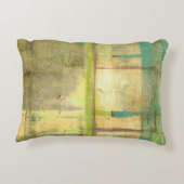 ギルドターコイズとグリーン絵画抽象芸術 アクセントクッション (裏面)