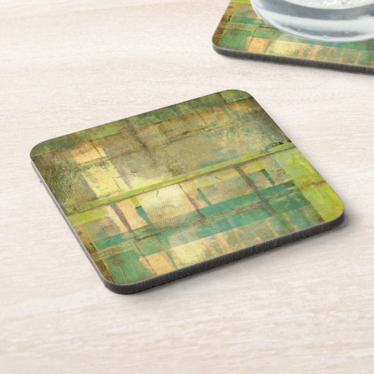 ギルドターコイズとグリーン絵画抽象芸術 コースター (左側)