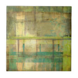 ギルドターコイズとグリーン絵画抽象芸術 タイル<br><div class="desc">抽象芸術絵画のJennifer Goldbergerは、金箔ターコイズと緑の色合いを利用して、暖かく、親しみやすい色を感じ作り出す。春や夏の間に森の中を散歩すると、同じ色がいくつか生まれてくる。この品を買って自然の贈り物を持って帰れ！</div>