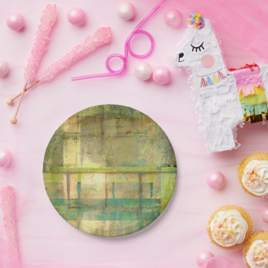 ギルドターコイズとグリーン絵画抽象芸術 ペーパープレート (パーティー)