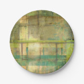 ギルドターコイズとグリーン絵画抽象芸術 ペーパープレート (正面)