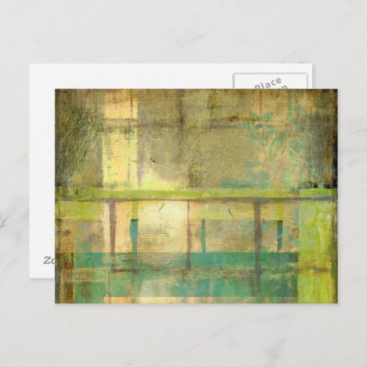 ギルドターコイズとグリーン絵画抽象芸術 ポストカード (正面/裏面)
