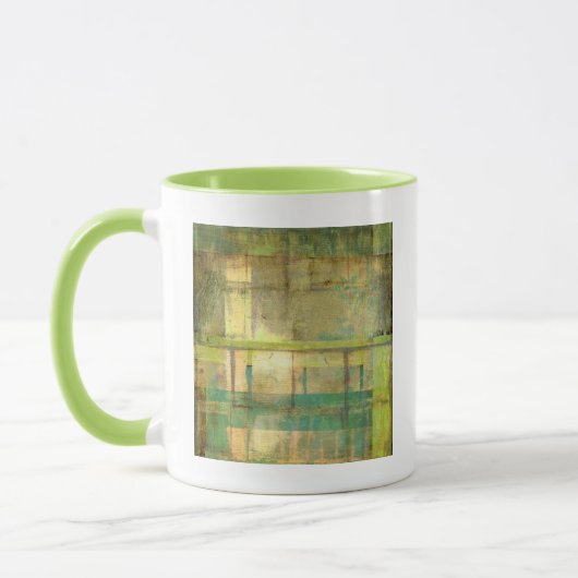 ギルドターコイズとグリーン絵画抽象芸術 マグカップ (左)