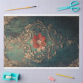 ギルドダマスクエメラルドグリーンパティーナ 薄葉紙 (クラフト)