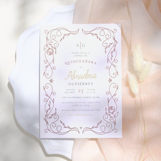 ギルドバラ金ゴールドフレームエレガントキンセアニラ写真 招待状