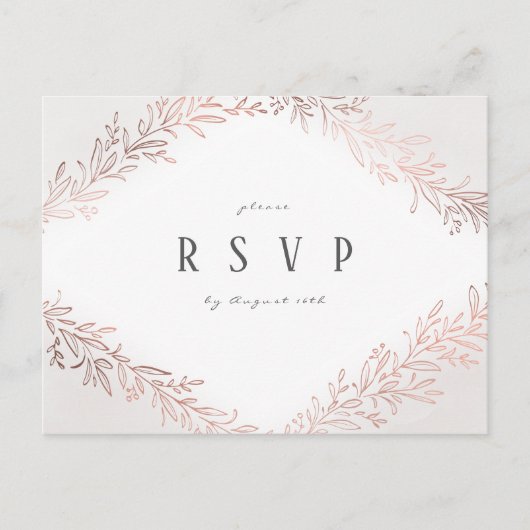ギルドバラ金ゴールド植物優雅な結婚式RSVP インビテーションポストカード (正面)