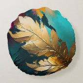 ギルドフェザー - 豪華抽象優雅さ ラウンドクッション (裏面)