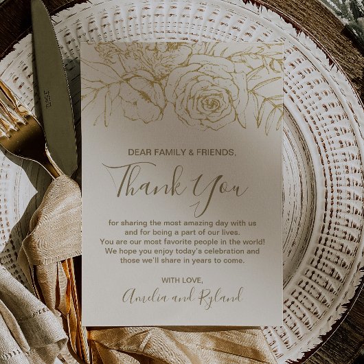 ギルドフローラクリーム金ゴールドボホサンキューテーブルカード 招待状