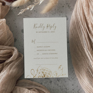 ギルドフローラクリーム&金ゴールド曲リクエストRSVPカード 出欠カード