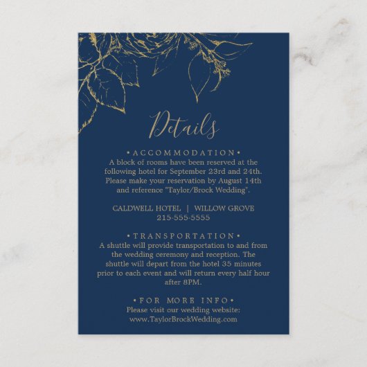 ギルドフローラネイビー&金ゴールド詳細エンクロージャカード エンクロージャーカード (正面)