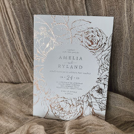 ギルドフローラバラゴールドフォイル赤面カジュアルズ結婚 箔招待状