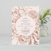 ギルドフローラバラゴールドフォイル赤面カジュアルズ結婚 箔招待状 (立ち正面)