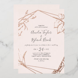 ギルドフローラフロント&バックバラゴールドフォイル結婚ズ 箔招待状