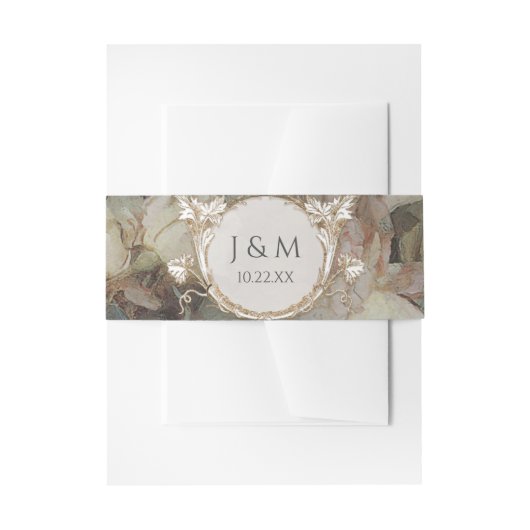 ギルドフローラヴィンテージバラグレーピンク金ゴールドグリッター 招待状ベリーバンド (正面例)