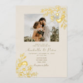 ギルドフローラ結婚金ゴールド 箔招待状 (正面)