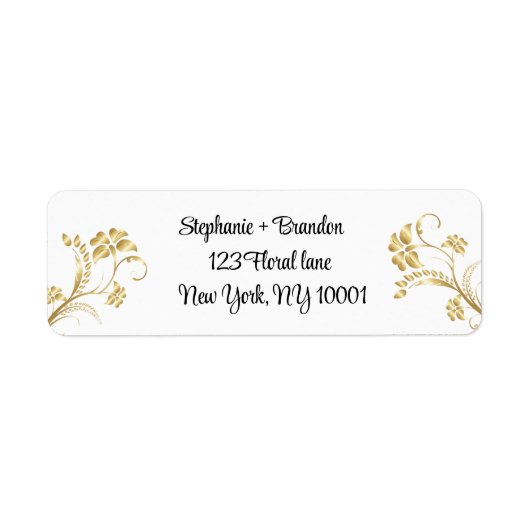 ギルドフローラ金ゴールドモダン差出人住所ラベル ラベル (正面)