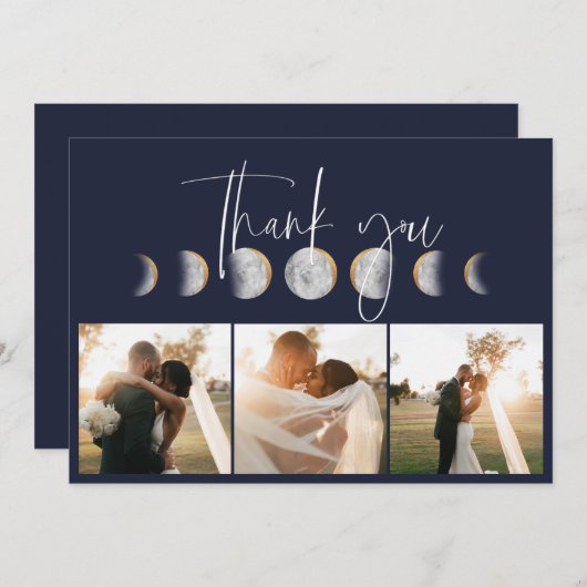 ギルドムーンフェイズウェディングフォトサンキューカード サンキューカード (正面/裏面)
