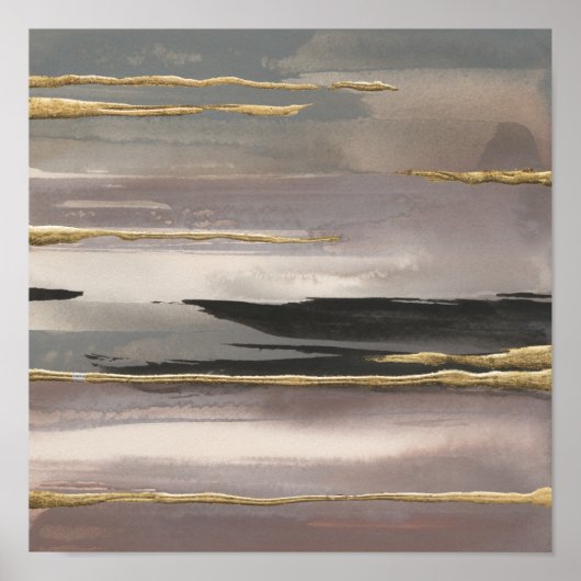 ギルドモーニングフォグII金ゴールド抽象芸術プリント ポスター (正面)