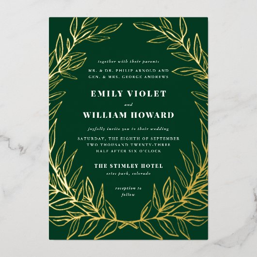 ギルドリースフォーマル結婚ズ 箔招待状 (正面)