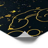 ギルド中国のブラック金ゴールド孔雀ラインスケッチ ポスター (角)