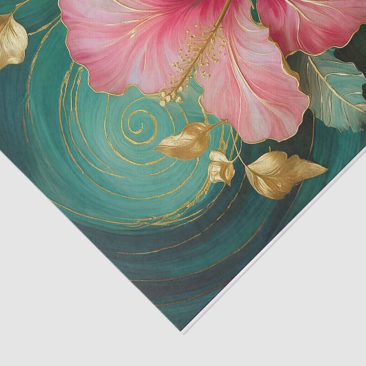 ギルド独身のピンクハイビスカス開花、フォーマル花模様 薄葉紙 (詳細)